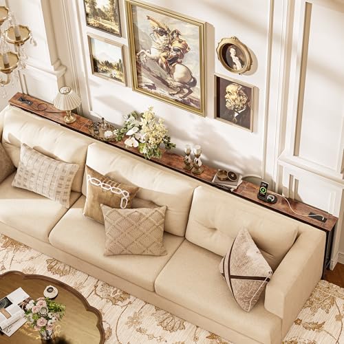118-Inch Extra-Long Sofa Table with Power Outlets, Narrow Console Table