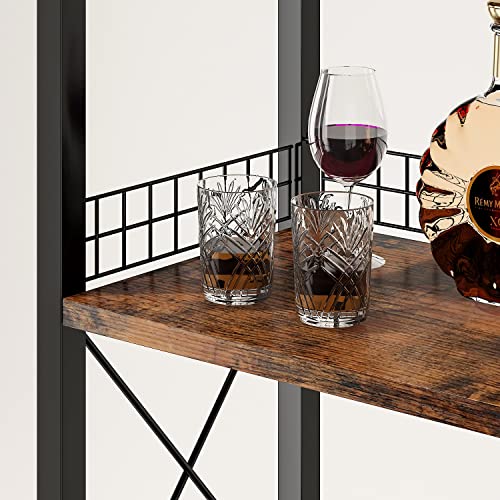Homeiju Vintage Right Angle Wine Rack with Glass and Bottle Storage - Freestanding Bar Cabinet