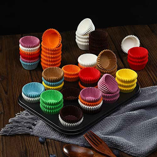 Rainbow Mini Cupcake Liners - 400 Pcs Christmas Baking Cups with Food-Grade Parchment