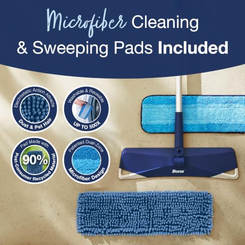 3-in-1 Multi-Surface Microfiber Mop - Telescoping Handle & Washable Pads
