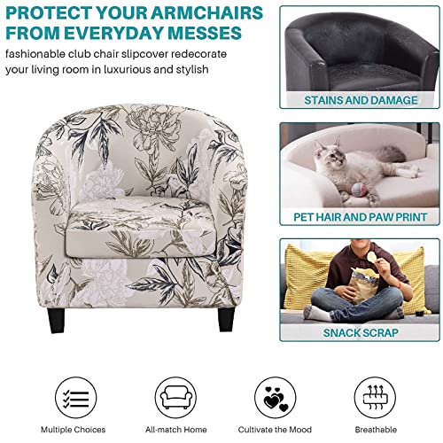 Stretch Printed Barrel Chair Slipcover - 2 Piece Removable Tub Chair Cover