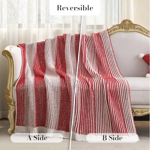 Amélie Home Two-Tone Chenille Knit Throw Blanket 50x60 Red