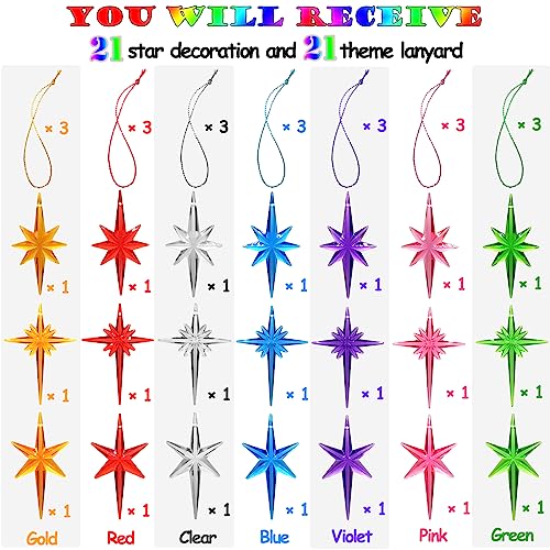 Replacement Ceramic Christmas Tree Star Topper Ornaments - 21 Pack Multi-Color