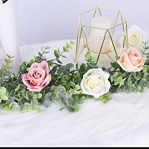 Artificial Eucalyptus Garland 2-Pack, 6ft Faux Greenery Vines for Wall Decor