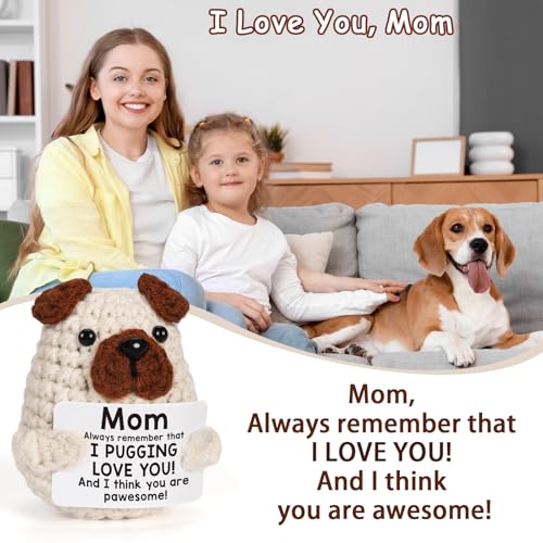 Mom Valentines Day Gift Crochet Puppy - Thank You & Love You Gift for Mother