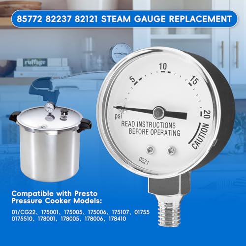 Pressure Cooker Canner Steam Gauge Replacement, 0-20 PSI Accurate Monitor