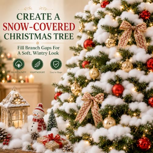 Artificial Snow Fluff 7 oz - Fluffy White Fake Snow Cotton for Christmas Decor