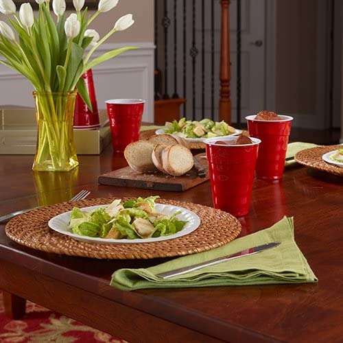 18 oz Red Disposable Plastic Party Cups - Easy Grip Cold Drink Cups (50 Pack)