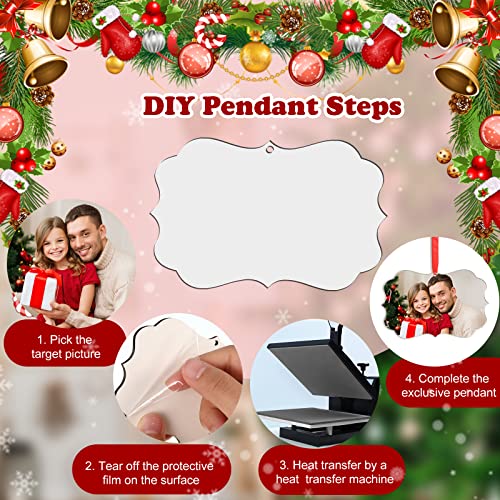 BBTO 15 Pcs Christmas Sublimation Ornaments Blank with Red Ropes