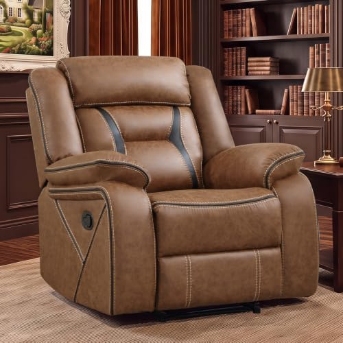 Manual Reclining Chair, Modern Faux Leather Single Sofa for Living Room