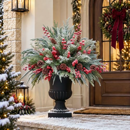 Cedar Branch Stem - Christmas Cedar Norfolk Snow Pine Outdoor Decor - 18Pcs