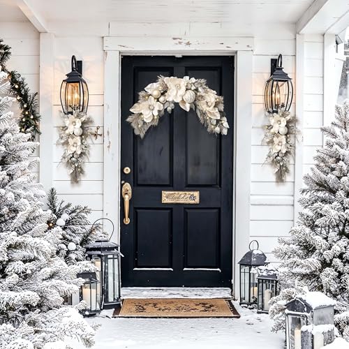 Valery Madelyn Pre-Lit 24in Teardrop Swag - Champagne Gold Christmas Decor (Teardrop)