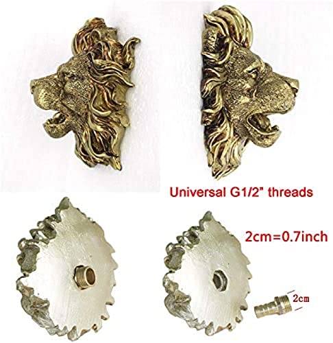 Lion Head Wall Fountain Decor - Resin Outdoor Water Spout, 2 Pack