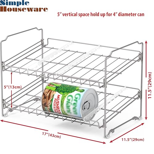 Simple Houseware 2 Tier Stackable Can Rack, Silver, 2 Pack