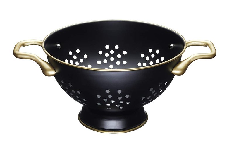 MasterClass MCBRSCOL Stainless Steel Colander, Matte Black/Brass-Effect