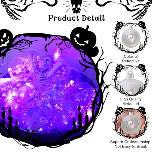 Iridescent Clear Ornament Balls (18 Pack, 4 Sizes) for Halloween & Christmas