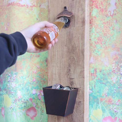 Antique Copper Wall Mount Bottle Opener Set of 2 - Retro Beer Opener with Screws, Rustic Kitchen & Bar Decor