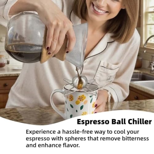 Huease 2 Pack Stainless Steel Espresso Cooling Balls for Iced Coffee - Silver