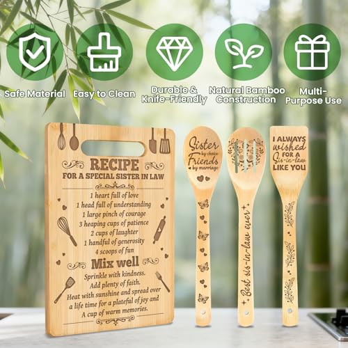 Personalized Sister-in-Law Bamboo Cutting Board with Utensils - Birthday Gift
