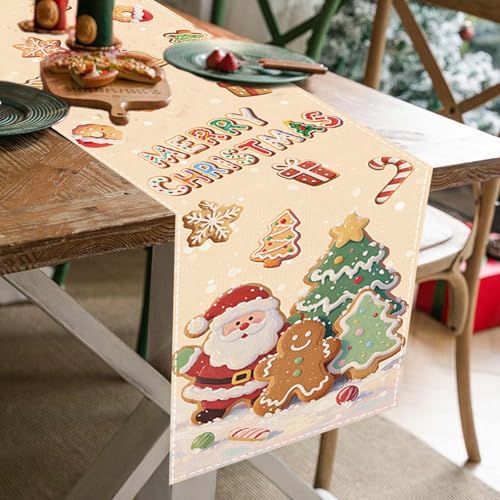 Oxxden Christmas Table Runner R 13x72 Inch Holiday Cookies & Santa Design
