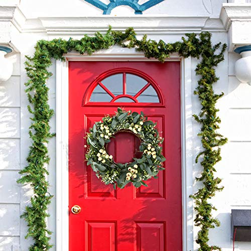20-Inch Artificial Eucalyptus Wreath with Berries for Front Door Decor