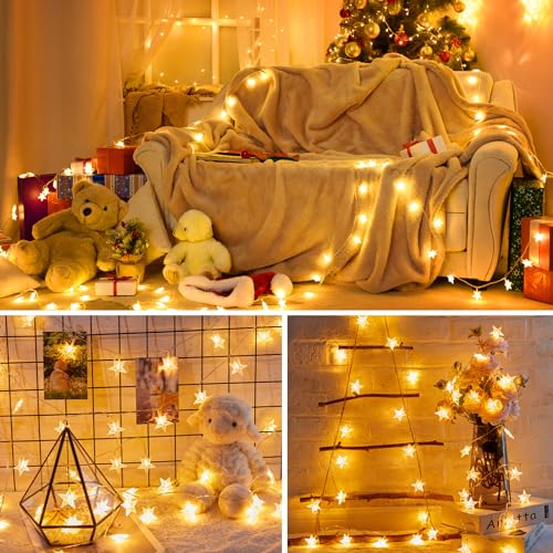 Minetom 17 ft 50 LED Star String Lights Battery Operated Fairy Lights