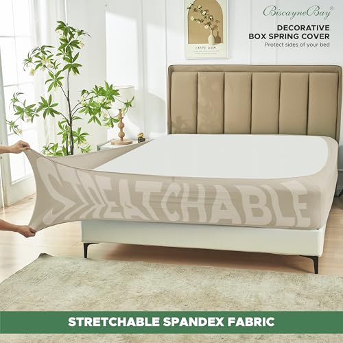 Queen Stretch Box Spring Cover - 4-Sided Bed Skirt Alternative