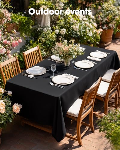 Black Rectangle Polyester Tablecloth 60 x 84 Inch - Washable Cover