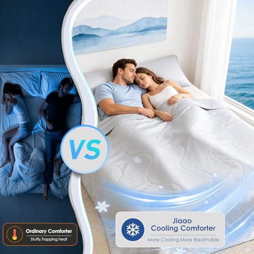 Cooling Comforter Queen Size - Lightweight Summer Blanket, Grey
