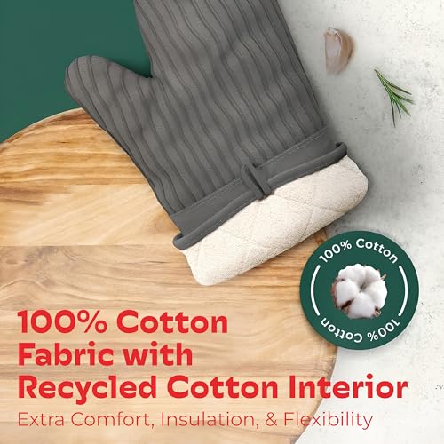 Silicone Oven Mitts, 12.5-Inch Heat-Resistant Kitchen Gloves (Set of 2)