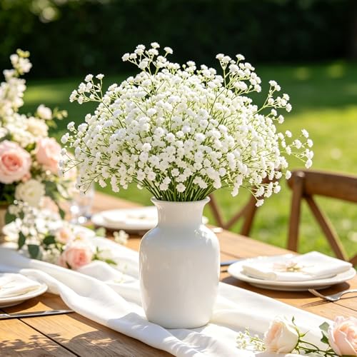6Pcs Artificial Baby's Breath Flowers - 21'' White Gypsophila