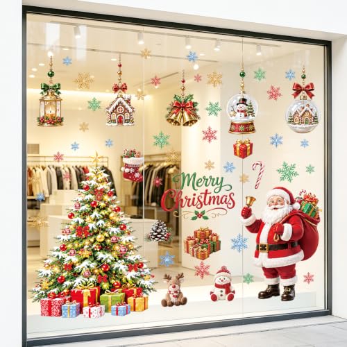 Large Santa Claus Christmas Window Clings - Reusable Holiday Decor
