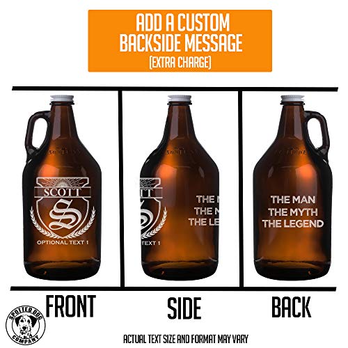 Personalized 64oz Amber Glass Beer Growler - Custom Laser Etched Gift