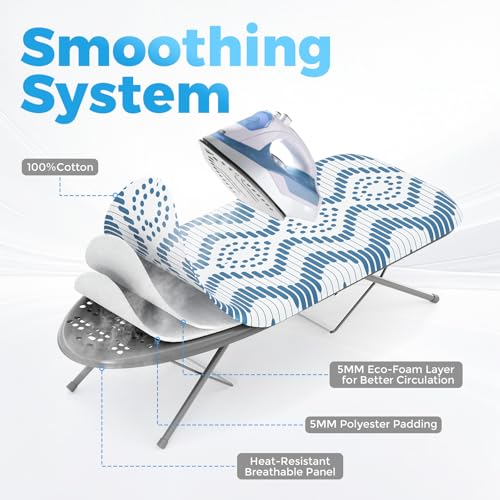 KINGBOARD Small Tabletop Ironing Board with Iron Rest & Heat Resistant Cover
