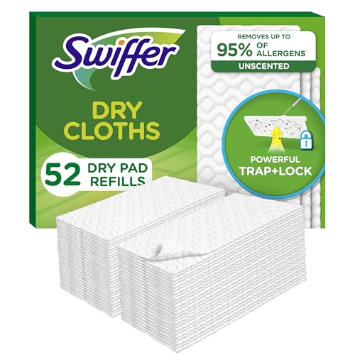 Unscented Dry Sweeping Cloth Refills for Multi-Surface Floor Cleaning, 52 Ct