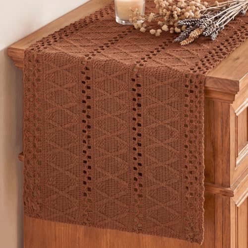 Artoid Mode 12x90 Inch Caramel Woven Farmhouse Table Runner