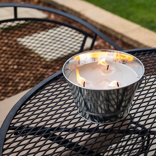 Triple-Wick Outdoor Citronella Candle Bucket - 28 oz Galvanized Metal