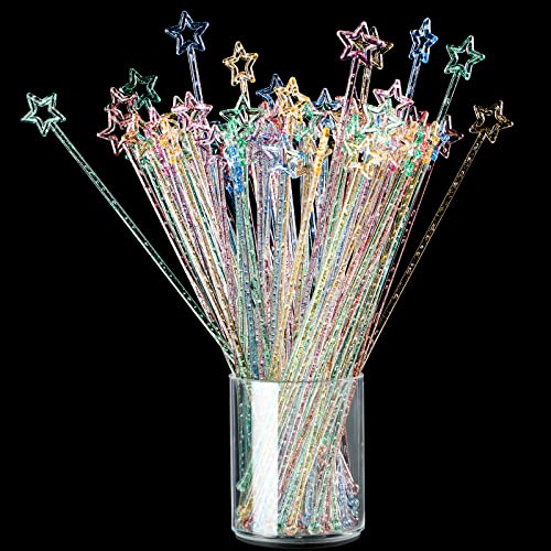 Mudder 100 Pcs Glittery Mixed Color Halloween Star Swizzle Sticks, 9.1 Inch Drinking Stirrer