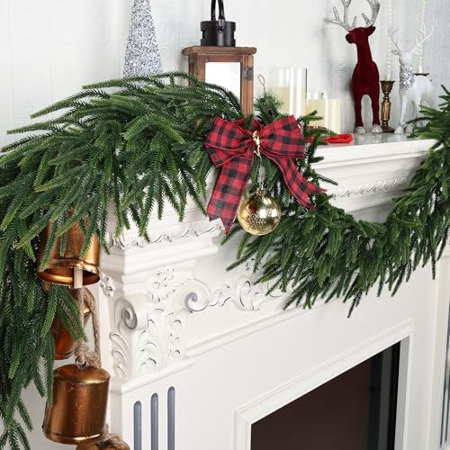 9 FT Realistic Cedar Christmas Garland, Pine Green Artificial Garlands for Indoor Outdoor Décor - MDSTBN
