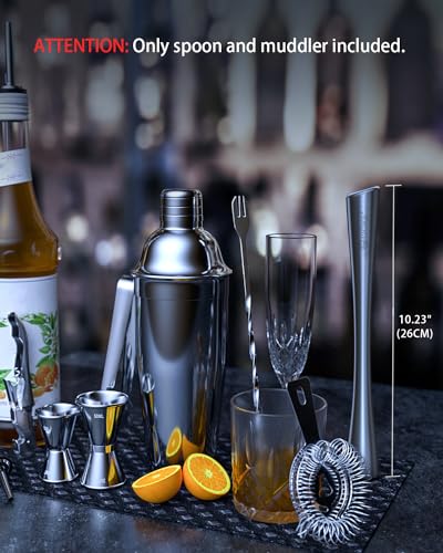 10-Inch Stainless Steel Cocktail Muddler & Mixing Spoon Bar Tool Set
