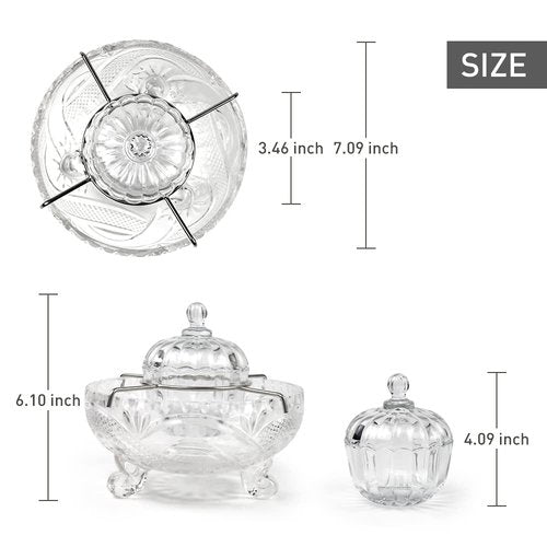 DUEBEL Caviar Serving Set, 1 Glass Divided Serving Bowl Set Plus 2 pcs. x Mother of Pearl Caviar Spoon –Caviar Dish Serving Set, Shrimp Chiller for Kitchen, Restaurant, Catering Events