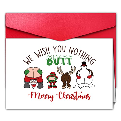 GYYsweetus Naughty Butt Christmas Card for Men Women – Blank Inside 300gsm Card