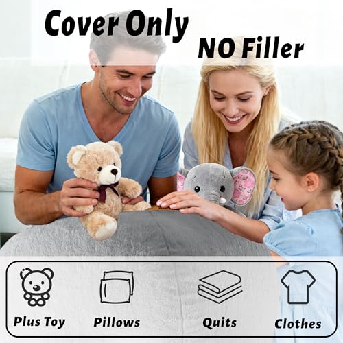 Large Faux Fur Bean Bag Chair Cover - Shaggy Plush Storage Bean Bag
