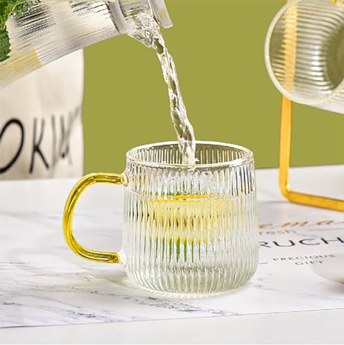 Glass Coffee Cup Set 10oz with Handle, Borosilicate Tea & Ice Coffee Mugs