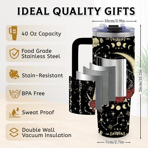 40oz Skull Love Tumbler Gifts for Women TNASURHUS Variation: SkullLove-Black Stainless Steel