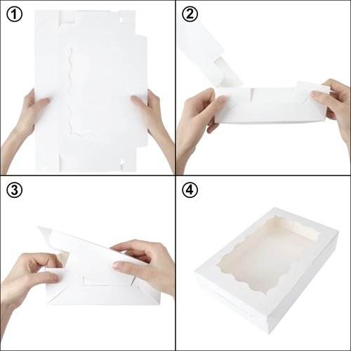 Moretoes Bakery Boxes - 15 Pcs Cookie Boxes with Window | 12x8x2.5 Inches for Treats & Desserts