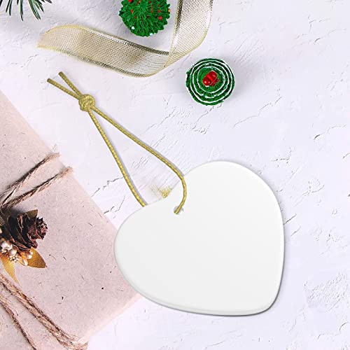 Personalized Ceramic Heart Christmas Ornament DIY Custom Holiday Decoration - White