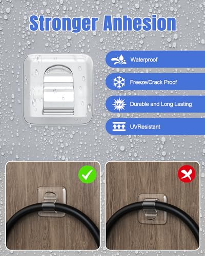 LZC 25 Pack Clear Adhesive Strips Hooks for Outdoor String Lights Waterproof