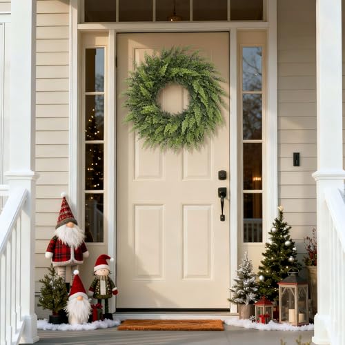 24-Inch Artificial Cedar Christmas Wreath for Front Door & Holiday Decor