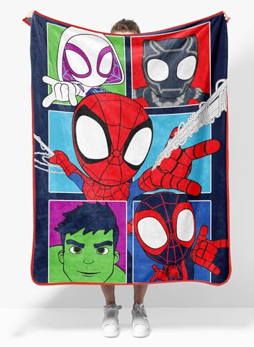 Sunny Side Up Marvel Spidey & Friends Travel Blanket 40x50 Inches - Soft Cozy Microfiber
